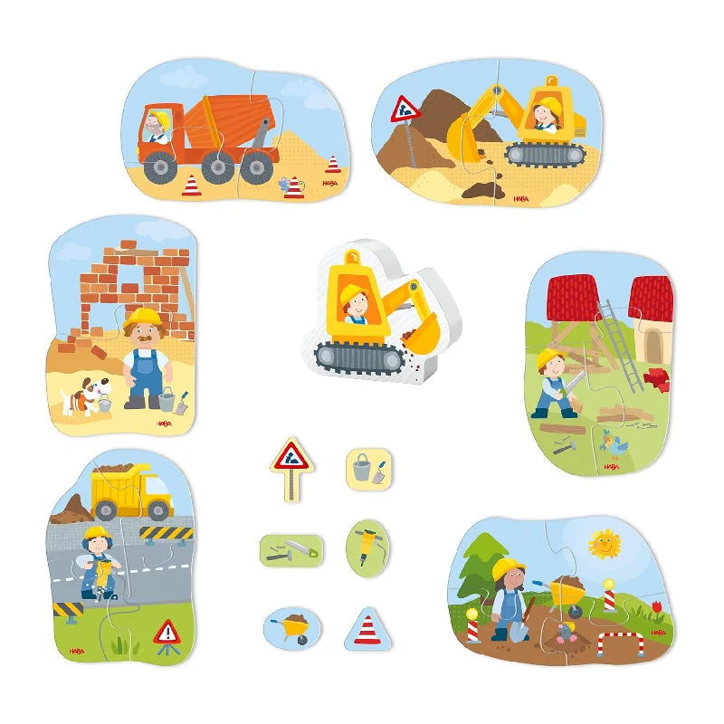 HABA Kinderpuzzle 6 erste Puzzles Baustelle 1307184001