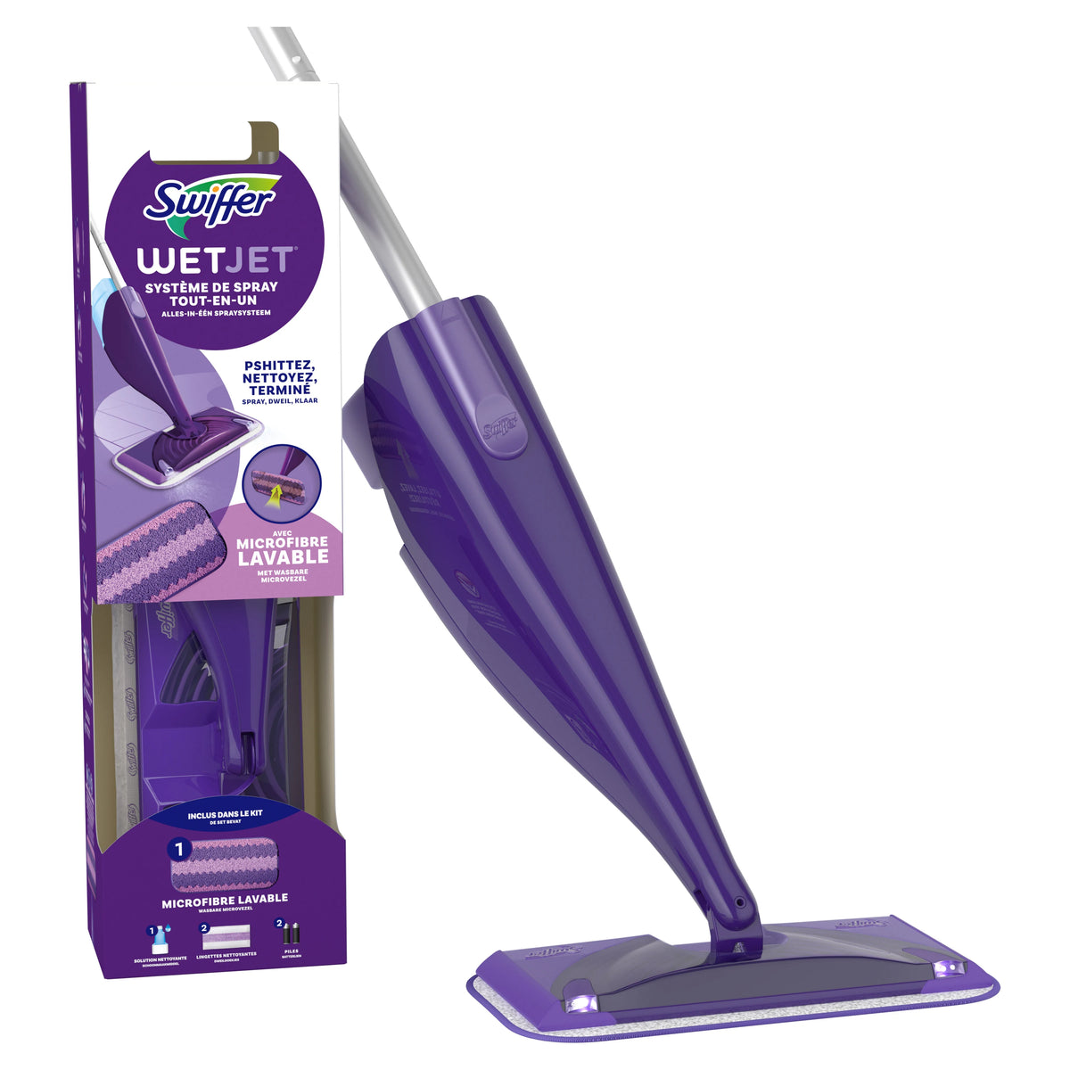 Swiffer WetJet All-in-1-Starterkit mit waschbarem Mikrofasertuch