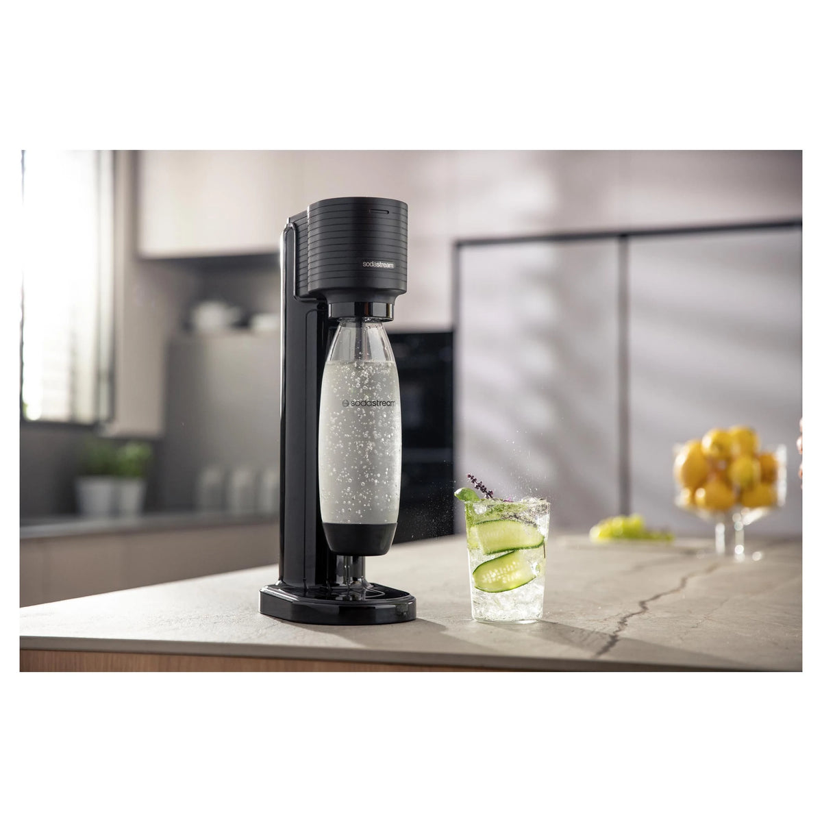 SodaStream GAIA Wassersprudler schwarz – mit 1-L-Flasche & CO₂-Zylinder