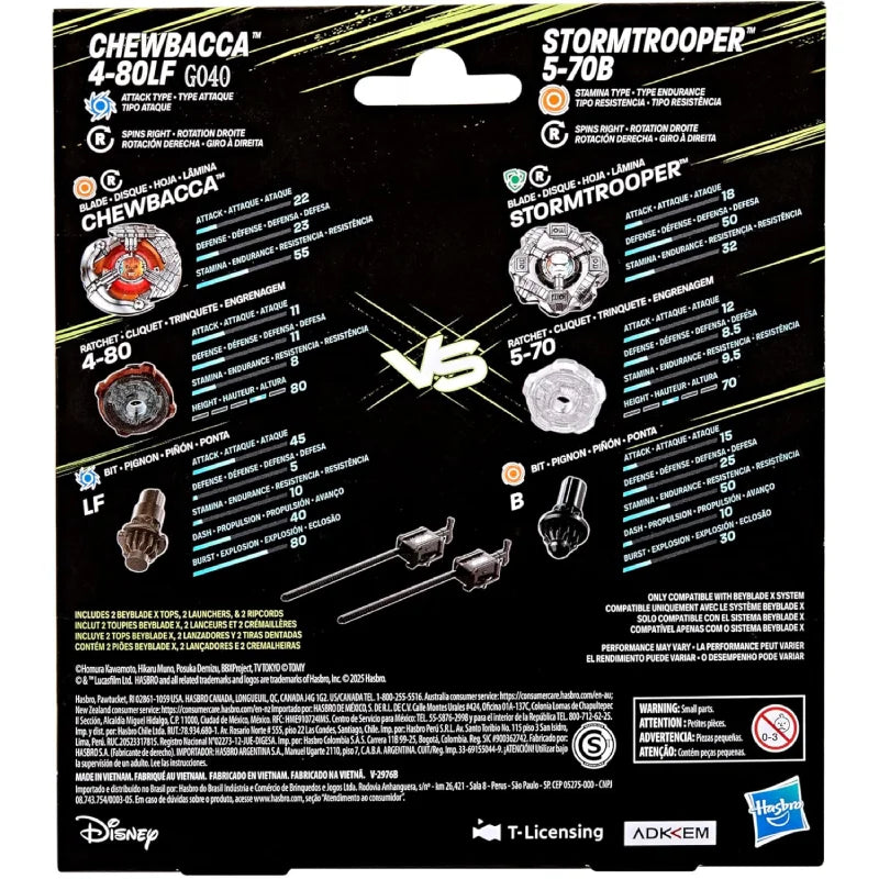 Hasbro Beyblade X Star Wars Collab, Chewbacca 4-80LF vs. Sturmtruppler 5-70B - Mr.bricksANDmore