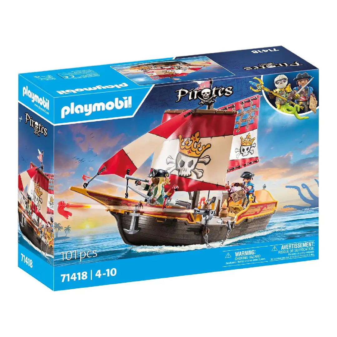 PLAYMOBIL Pirates 71418 Kleines Piratenschiff - Mr.bricksANDmore