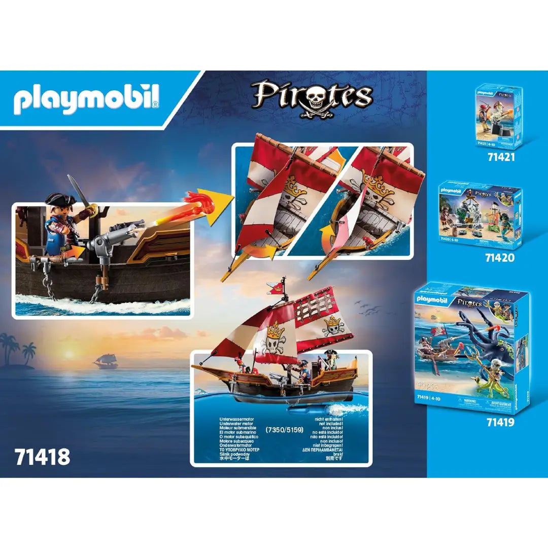PLAYMOBIL Pirates 71418 Kleines Piratenschiff - Mr.bricksANDmore