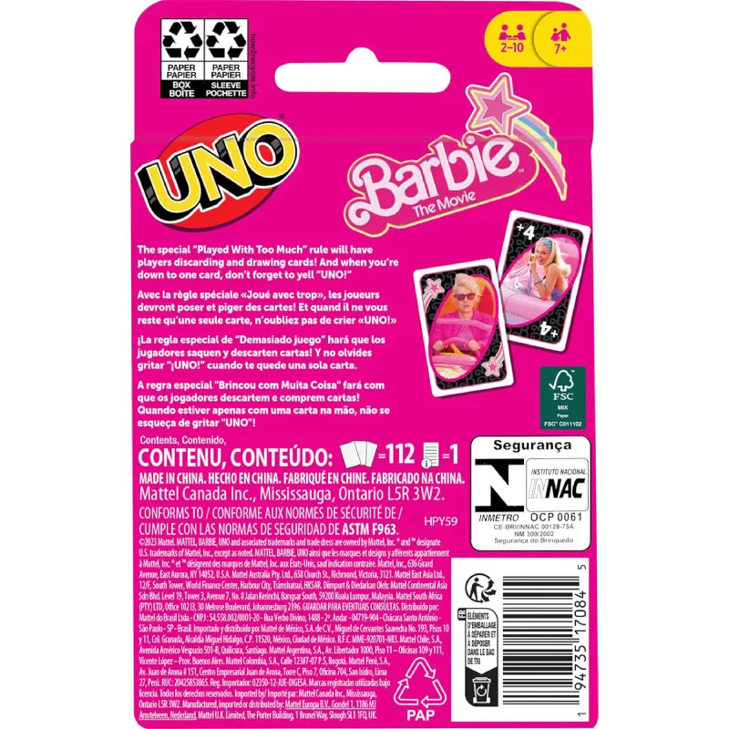 Mattel Games UNO Barbie The Movie - Kartenspiel HPY59 - Mr.bricksANDmore