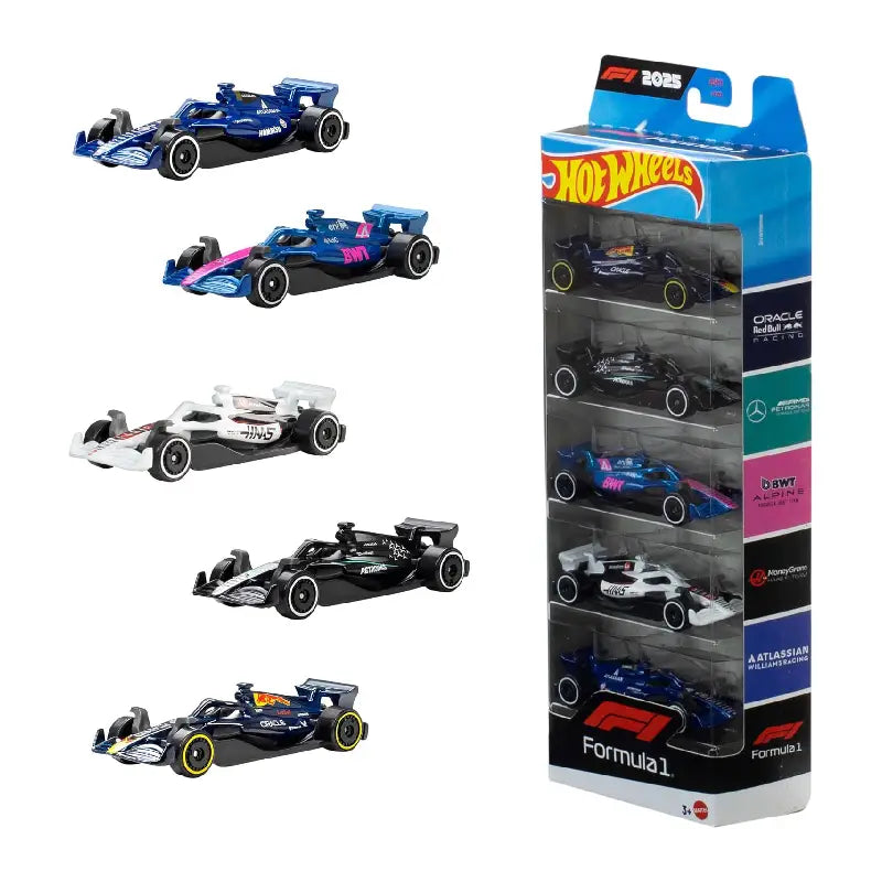 Mattel Hot Wheels 5er-Pack Formel 1 Die-Cast-Spielzeugautos JLN11 - Mr.bricksANDmore