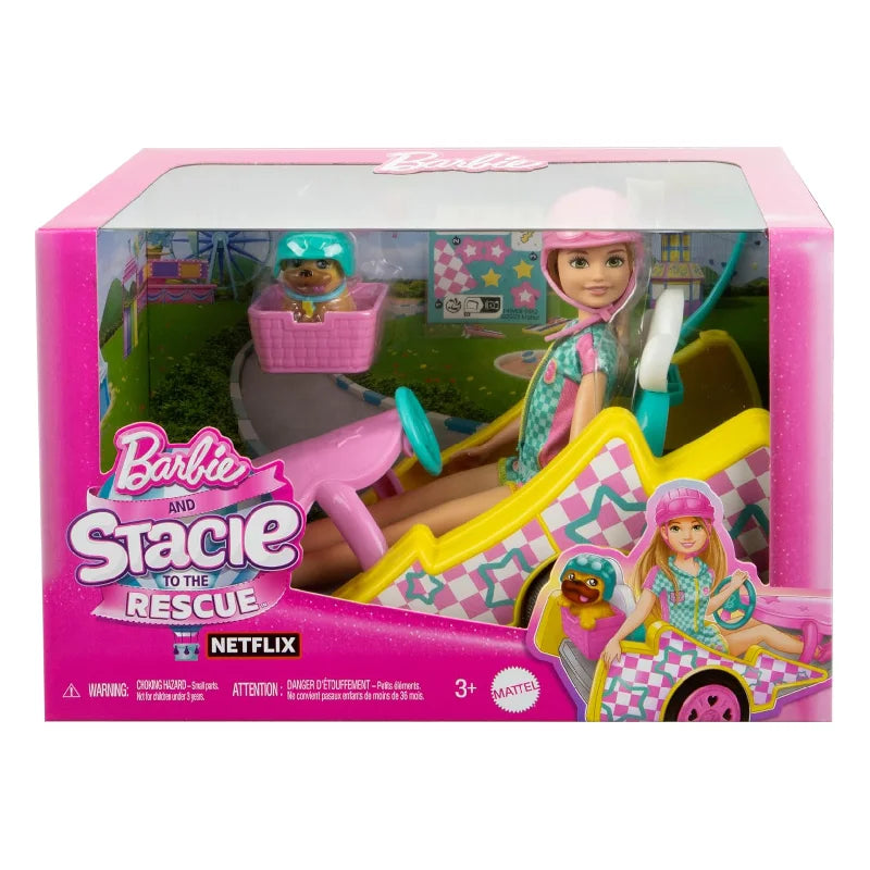 Barbie Stacie Rennfahrerin-Puppe mit Gokart-Spielzeugauto HRM08