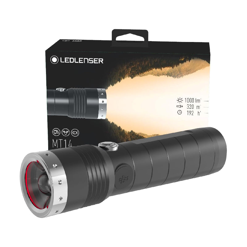 Ledlenser MT14 Akku-Taschenlampe – 1.000 Lumen, 320 m Leuchtweite, Schwarz