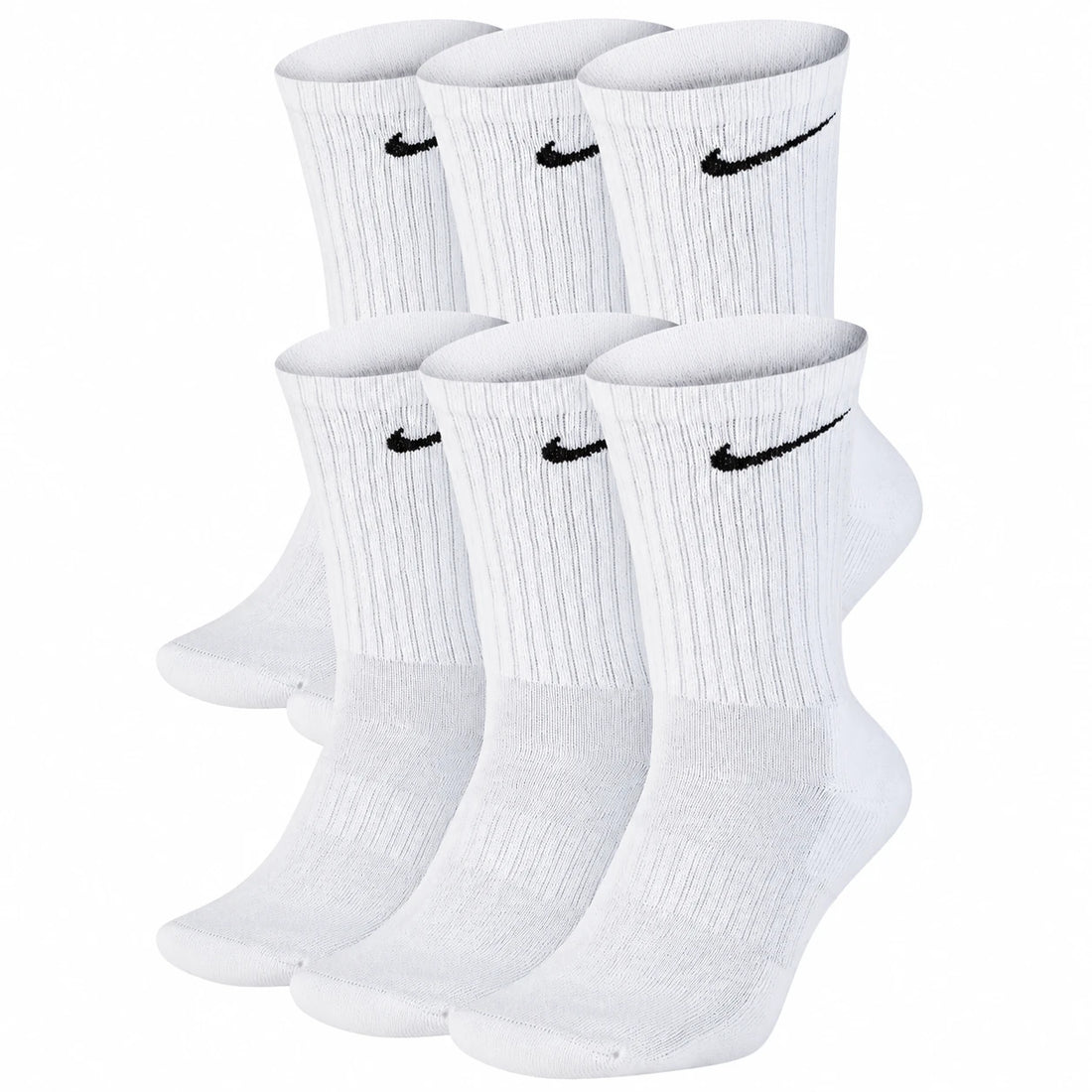 NIKE Everyday Cushioned Crew Socken – 6 Paar Weiß, L (42–46), SX7666-100 - Mr.bricksANDmore